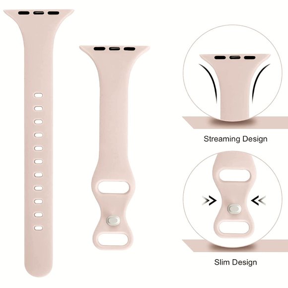 Apple Watch SLIM Silicone Band - LIGHT PINK - 38mm/40mm/41mm - Picture 2 of 4